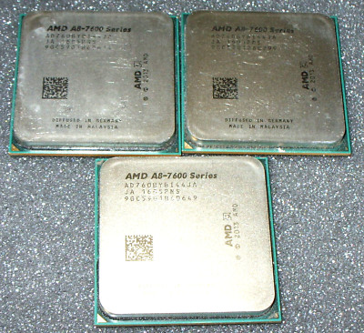 LOT OF 3 AMD 3.1 GHZ MODEL A8-7600B QUAD CORE PROCESSOR, AD760BYBI44JA, FM2+, US