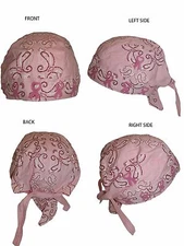 Breast Cancer Pink Ribbon / Paisley Do Rag Doo Rag Skull Cap Head Wrap