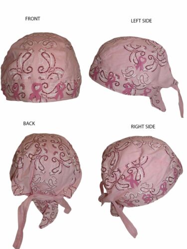 Ruban rose cancer du sein / Paisley Do Rag Doo chiffon crâne enveloppement tête - Photo 1 sur 5