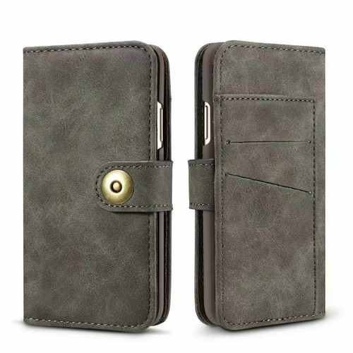 For iPhone 11 Pro MAX XS XR 7 8 SE Magnetic Leather Removable Wallet Case Cover - Picture 15 of 17