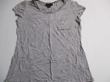 Womens attention gray striped blouse sz xl