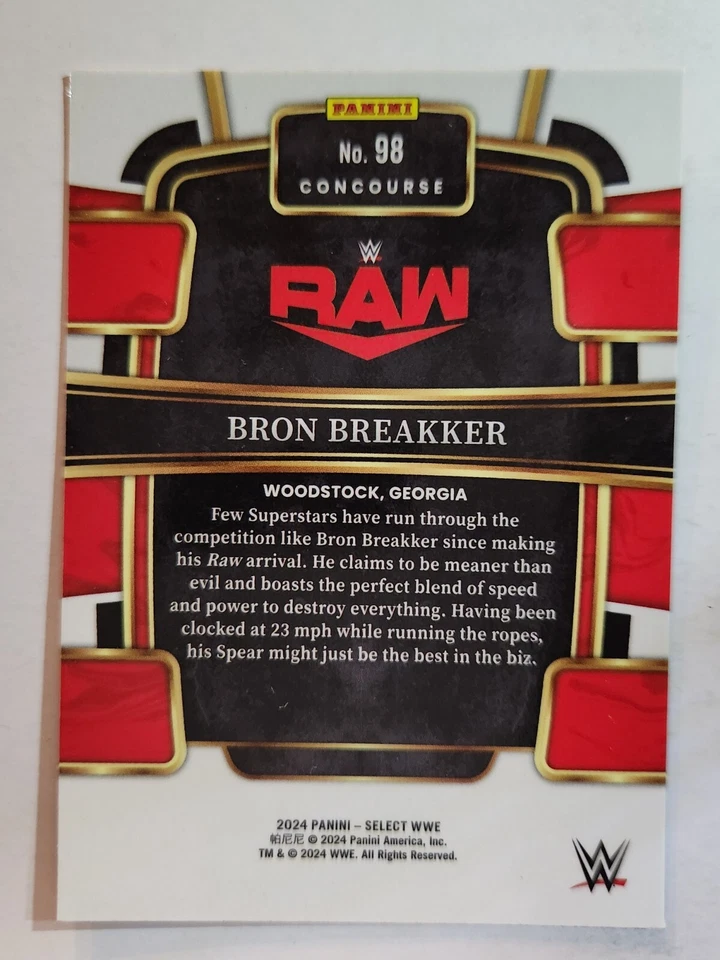 2024 Panini Select WWE - CONCOURSE RED & BLUE #98 BRON BREAKKER - Image 2 of 2