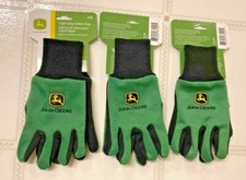 Three 3 Pairs John Deere Youth Light-Duty Cotton Grip Glove - LP42386