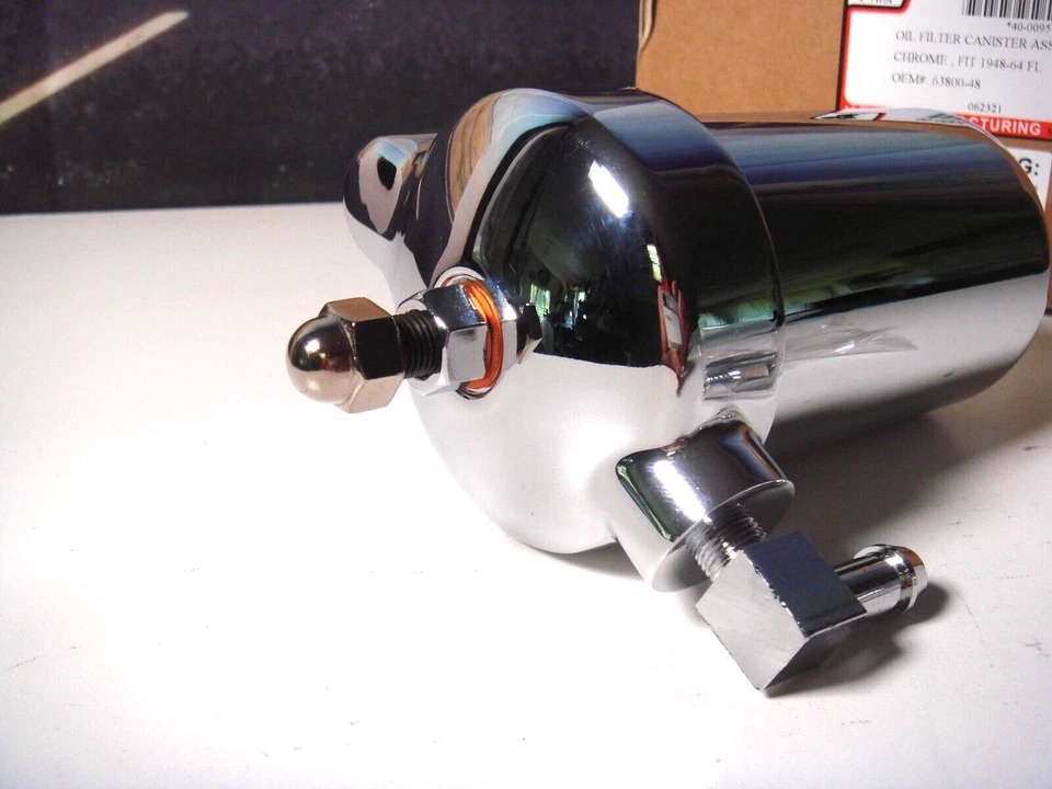 Harley Oil Filter Assembly Chrome Fits FL 1948-1964 63800-48 V-Twin 40-0095 - Y1 - Image 3 of 4