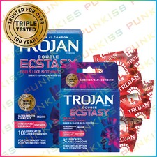 Trojan Double Ecstasy Lubricated Condoms for Her  Him  Premium Quality Latex