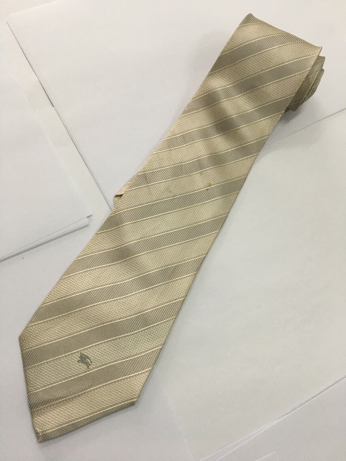正品BURBERRY BURBERRYS REGD 条纹设计白色100% 真丝领带| eBay