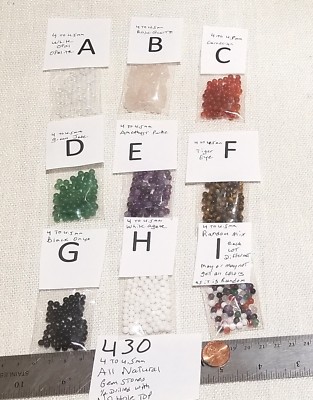 Natural 4mm Semi Precious Gemstone 1/2 Drill No Hole Top Bead Repair Jewelry 430