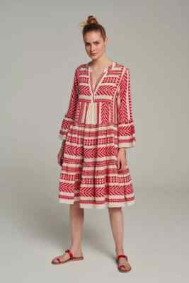 Anthropologie Devotion Twins Embroidered Ella Tunic Dress Red XS NWT | eBay