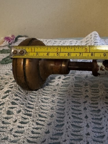 Antique Pair Set Of Brass Wide Base Corbin Ceylon Doorknobs Victorian Bronze - Picture 12 of 12