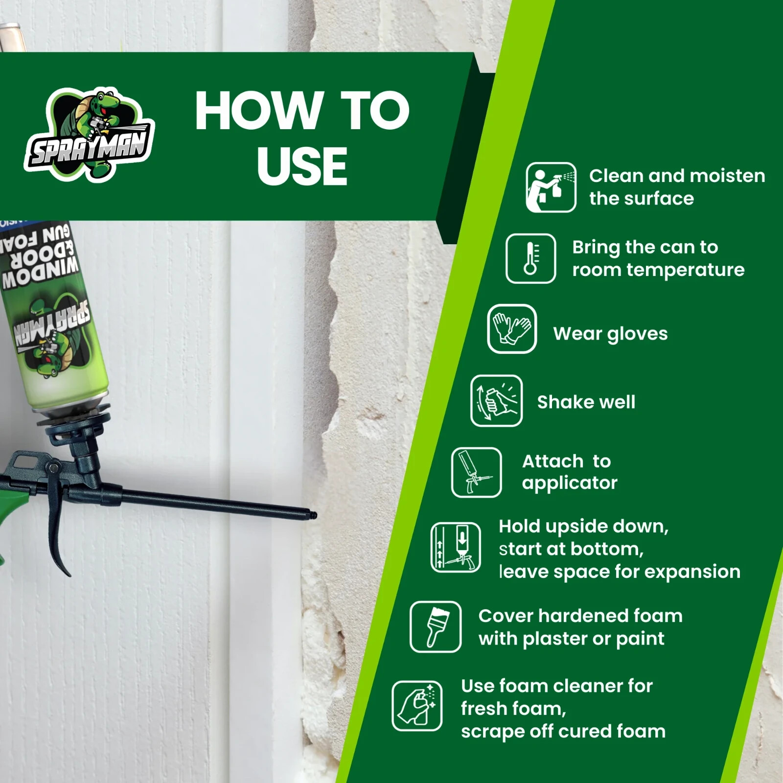 Sprayman Window & Door Low Expansion Spray Foam - Gun Foam, 24 oz  12 Pack Kit
