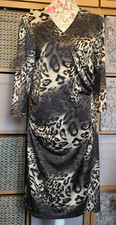 Wallis Tiger Print Wrap Dress UK 16, 3/4 Sleeve Used VGC