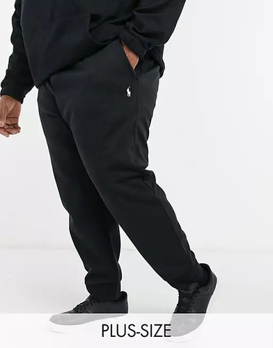 SZ XLT Polo Ralph Lauren Double Knit Tech Jogger Black Sweat Pants White Logo - Picture 2 of 4