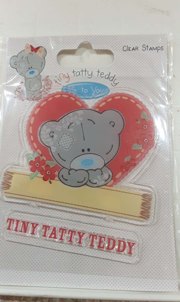 Carte Blanche CS006 Tiny Tatty Teddy Clear Stamp x teddy in a heart  NIP