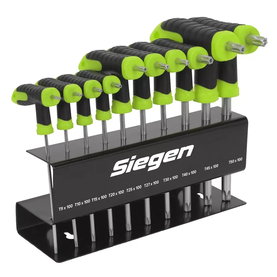 SEALEY TORX KEY SET TRX STAR 10PC T HANDLE ALLEN KEY ALLAN HEX WRENCH S01151 - Image 4 of 4