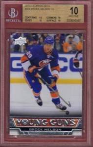 BROCK NELSON PRISTINE ROOKIE 2013-14 UPPER DECK YOUNG GUNS #204 RC BGS 10 13-14
