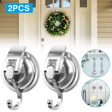 2Pcs Heavy Duty Suction Cup Hooks Wall Down Hanger Bathroom Door Garland Holder