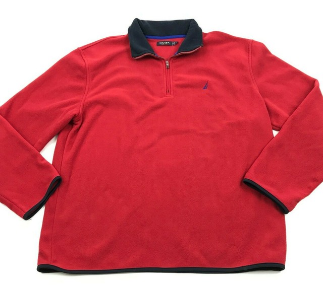 Nautica 1/4 Zip Polo Fleece Pullover Sweater Mens Size XL Long Sleeve Spell Out | eBay