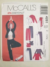 McCalls 4261 Spa Essentials Pattern Yoga Jacket Top Pants Skirt Bag 16-22 Dance 