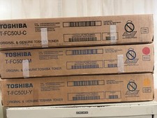 Lot of 3 - GENUINE TOSHIBA TONER T-FC50U-Y Y T-FC50U-M M T-FC50U-C C