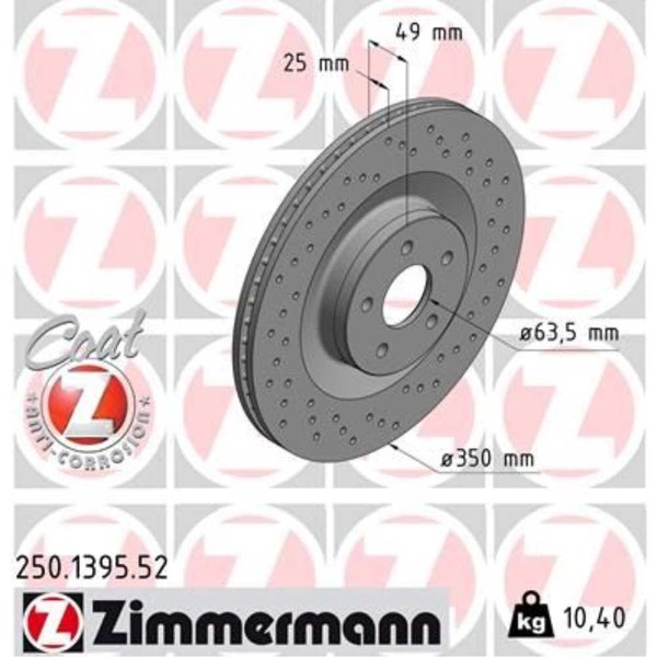 Zimmermann 2X Bremsscheibe Vorne Ø350 InnenbelüFtet FüR Ford Focus III-image