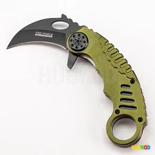 6" TAC-FORCE Tactical Karambit Blade Folding Pocket Knife Spring Assisted Green