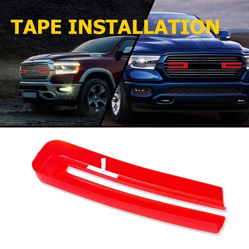 Pair Front Grill Inserts Cover Mesh Trim Cover Red For 2019-2022 Dodge Ram 1500 - Picture 5 of 11