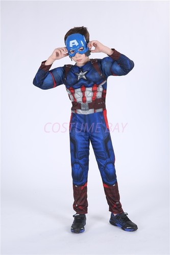 Kids Boys Superhero Muscle Costume Batman Spiderman Superman Halloween Book Week - Picture 12 of 71
