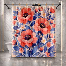 Modern Pink Floral Shower Curtain 72x72 Polyester Bathroom Decoration