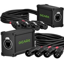 Channel Snake 2ft Breakout Cable 3Pin XLR/DMX/AES-EBU to Ethercon RJ45 Cat5/Ca