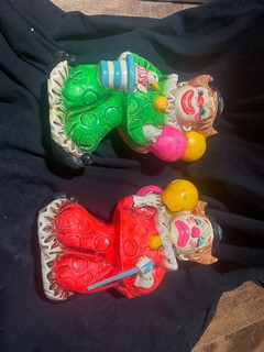 Vintage Chalkware Clown two headed clown banks