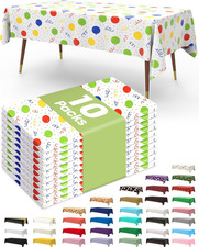 Plastic Table Cloth Disposable 10 Pack, 54 X 108 Inch Table Cloths, Birthday Par