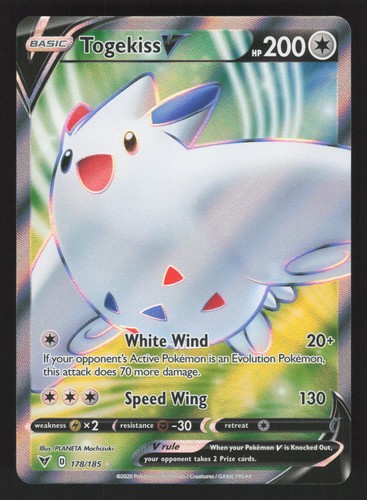 English NM Togekiss V (Full Art) 178/185 SWSH04 Holofoil Pokemon SWSH04: Vivi...