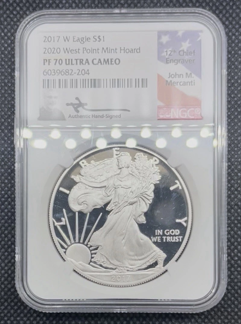 【最高鑑定/サイン入/$275】2017 W アメリカ イーグル銀貨 モイ直筆 最高鑑定/サイン入/$275】2017 W アメリカ イーグル銀貨 モイ直筆の