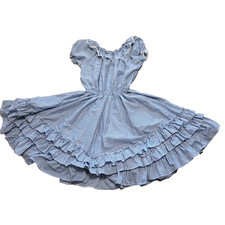 Women's JERI BEE Vintage USA Square Dance Dress Outfit Costume Sz 14 Blue White