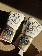 Rival RS100 Professional Sparring Gloves 16oz White/Gold Laces