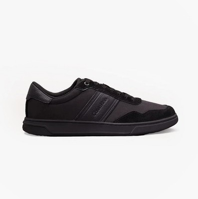 Calvin Klein Low Top Herren Polyester Schnürschuhe Komfort Dreifach Schwarz Court Turnschuhe