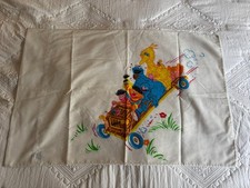 Sesame Street Vintage Pillow Case 80s Ernie Big Bird Burt Grover sledding EUC