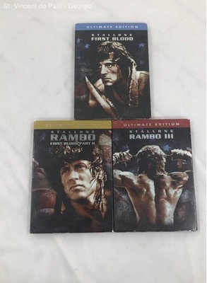 Sylvester Stallone Rambo DVD Lot Rambo First Blood Part 1 & 2 Rambo 3 Great Cond