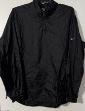 VTG Y2K Nike Team Mens XL Logo Windbreaker Nylon Jacket 1/4 Zip Black