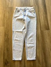 Vtg Lee Girls Light Wash Blue Denim Jeans Size 14 MED Tapered Zip Closure 90s