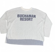 Woman  s Cropped pullover Size Medium y2k Oversized Sweatshirt Gray beach vibes