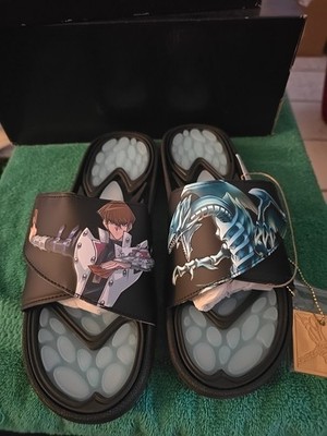 Adidas REPTOSSAGE YU-GI-OH! SLIDES HQ4276 Size 8.5 Blue Eyes  display picture 2