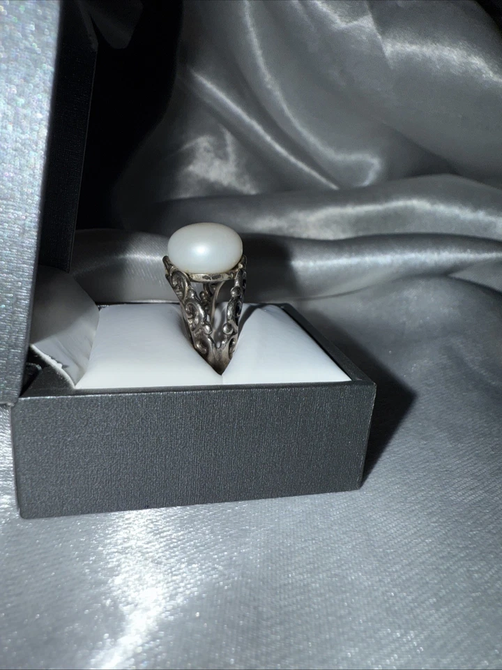 Anillo de plata de ley 925 con perlas cultivadas talla 8,75 perlas blancas Foto 4 de 4