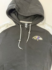 NFL Team Apparel Baltimore Ravens Hoodie Men s M Full Zip Black Gray Embroidered