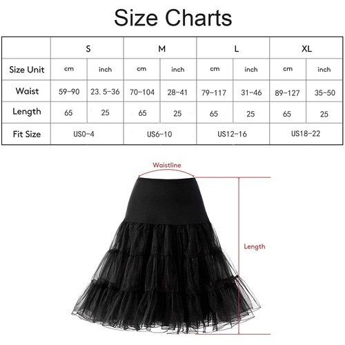 Damen 50er Vintage-Petticoat Rock Unterrock Reifrock Slips Tutu Kleid Röcke - Bild 2 von 3