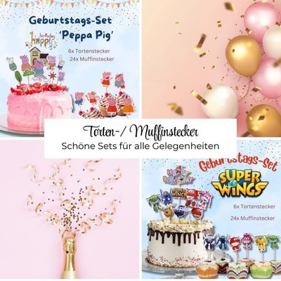 Kinder Deko Muffins Kuchen  Kindergeburtstag Tortendeko Mario Pokemon Topper