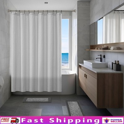 15 Piece Shower Set Blocks Pattern Curtain Hooks Bath Rugs Modern Design New