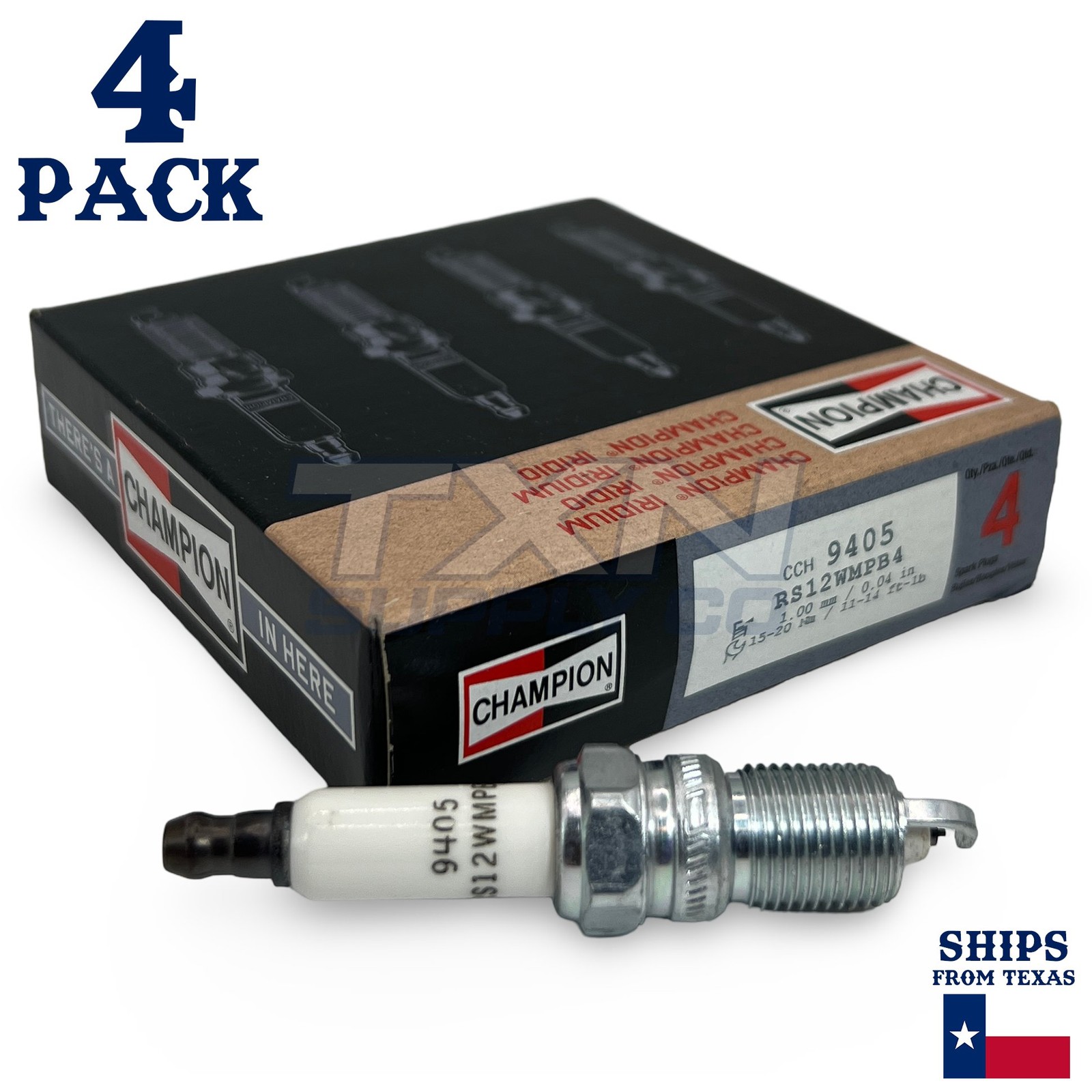 Champion 9405 Iridium Spark Plugs RS14WMPB4 - 4 Pack