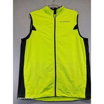 Brooks Men  Active Neon Sleeveless Full Zip Size L