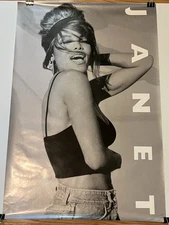VTG 1990 JANET JACKSON PROMO POSTER A&M RECORDS - SEXY JEANS HALTER TOP 36x24"